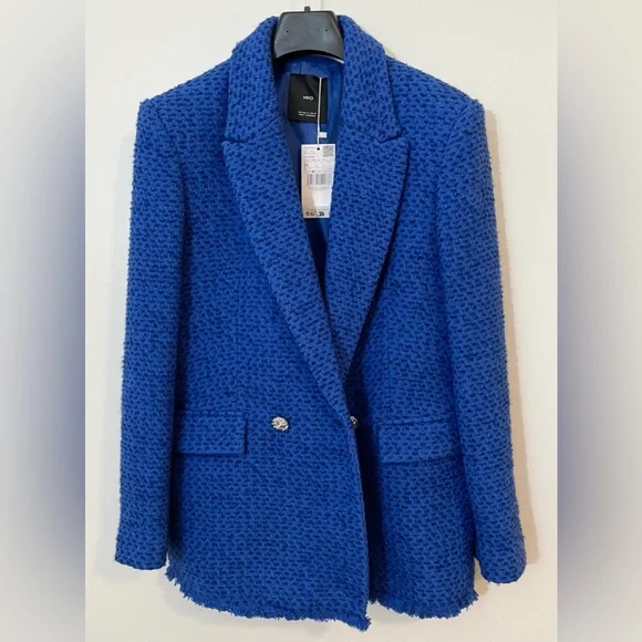 Blue Tweed Blazer NWT W Size Medium - Picture 2 of 12